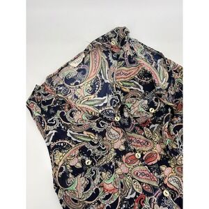 Ember Sleeveless Paisley Print Button Down Blouse‎ Women's Size S